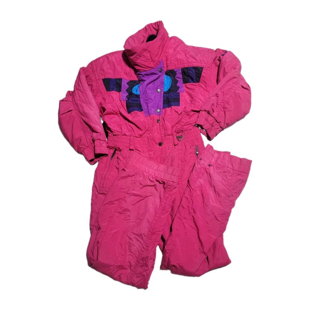 Vtg 90s Tyrolia Skiwear Insulated One Piece Winter Ski Snowsuit Womens 10 Petite